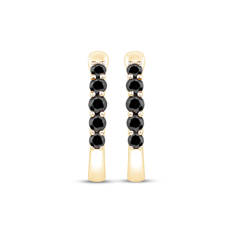 Main Image 2 of Black Diamond Hoop Earrings 1/5 ct tw 10K Yellow Gold
