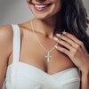 Thumbnail Image 4 of Lab-Created Opal & White Lab-Created Sapphire Cross Necklace Sterling Silver 18"
