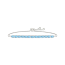 Oval-Cut Swiss Blue Topaz Bolo Bracelet Sterling Silver