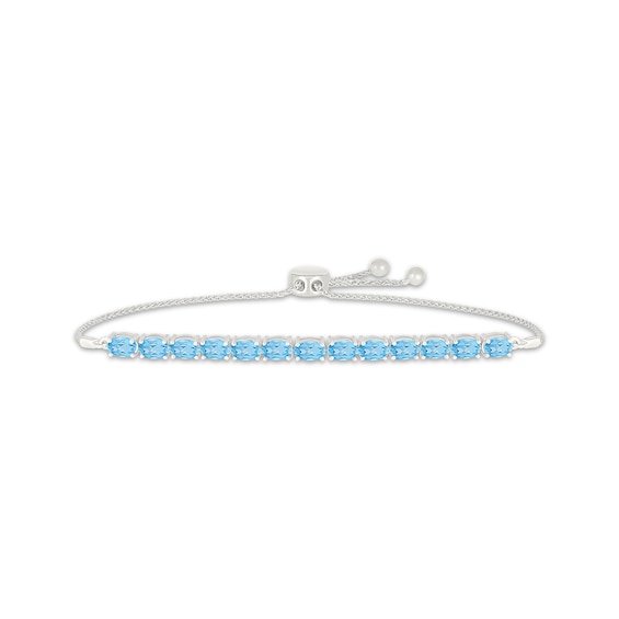 Oval-Cut Swiss Blue Topaz Bolo Bracelet Sterling Silver