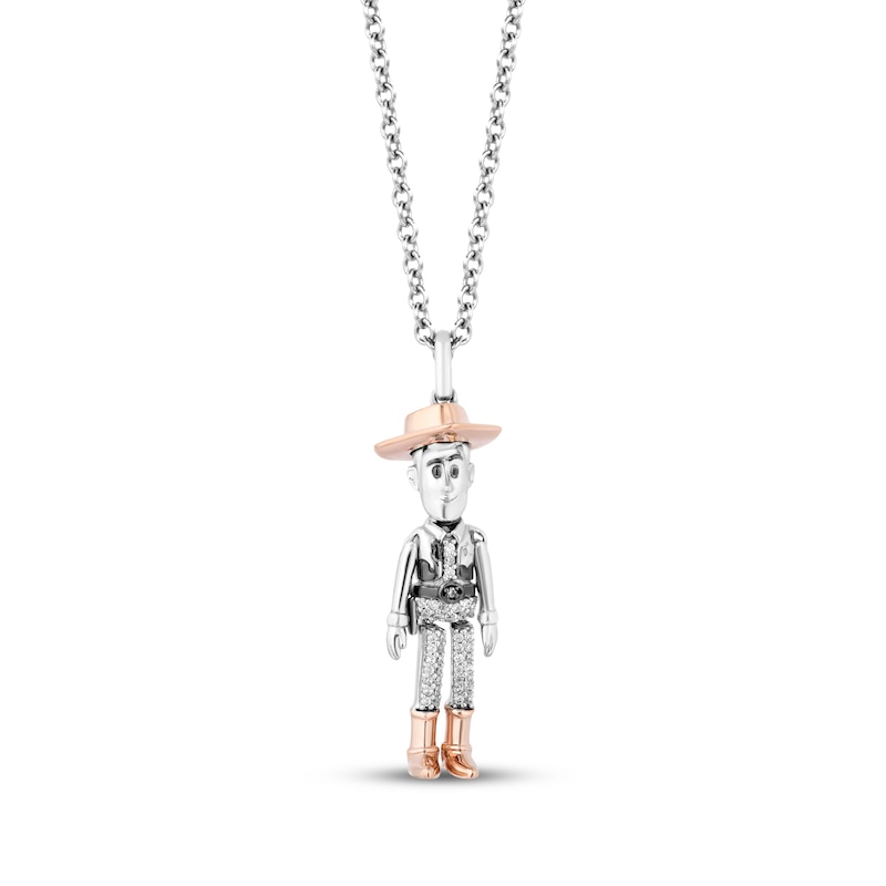 Main Image 1 of Disney Treasures Toy Story "Woody" Necklace 1/15 ct tw Sterling Silver & 10K Rose Gold 19"