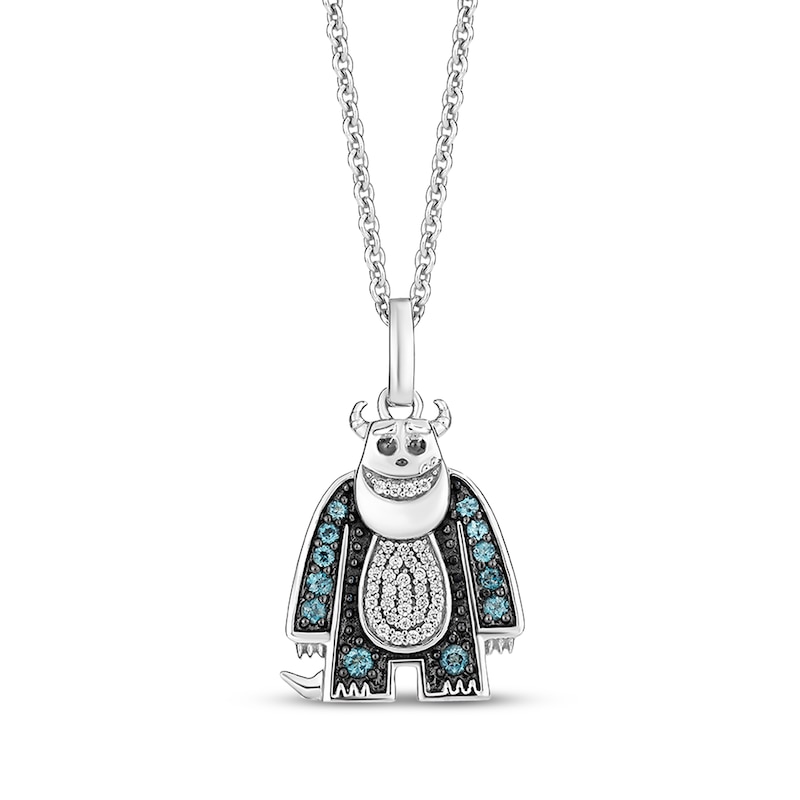 Main Image 1 of Disney Treasures Monsters, Inc. "Sulley" London Blue Topaz & Diamond Necklace 1/15 ct tw Sterling Silver 19"