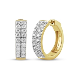 Lab-Grown Diamond Two-Row Hoop Earrings 1 ct tw 24K Yellow Gold Vermeil Sterling Silver