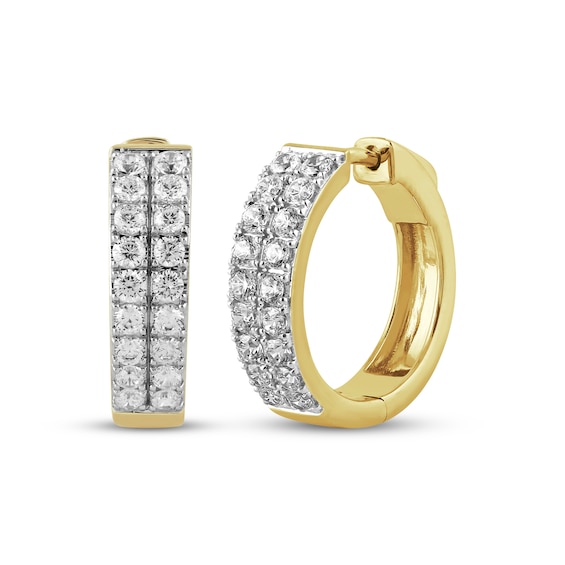 Lab-Grown Diamond Two-Row Hoop Earrings 1 ct tw 24K Yellow Gold Vermeil Sterling Silver