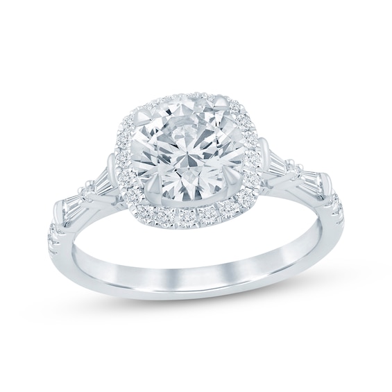 KAY Bow Collection Round-Cut Lab-Grown Diamond Halo Engagement Ring 2 ct tw 14K White Gold