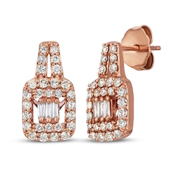 Le Vian Baguette & Round-Cut Multi-Diamond Stud Earrings 1/2 ct tw 14K Strawberry Gold