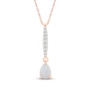 Thumbnail Image 1 of Pear-Shaped Lab-Created Opal & Diamond Drop Necklace 1/15 ct tw 10K Rose Gold 18"