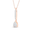 Thumbnail Image 2 of Pear-Shaped Lab-Created Opal & Diamond Drop Necklace 1/15 ct tw 10K Rose Gold 18"