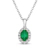 Thumbnail Image 1 of Le Vian Oval-Cut Emerald Necklace 1/5 ct tw Diamonds Platinum 18"