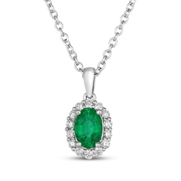 Le Vian Oval-Cut Emerald Necklace 1/5 ct tw Diamonds Platinum 18"