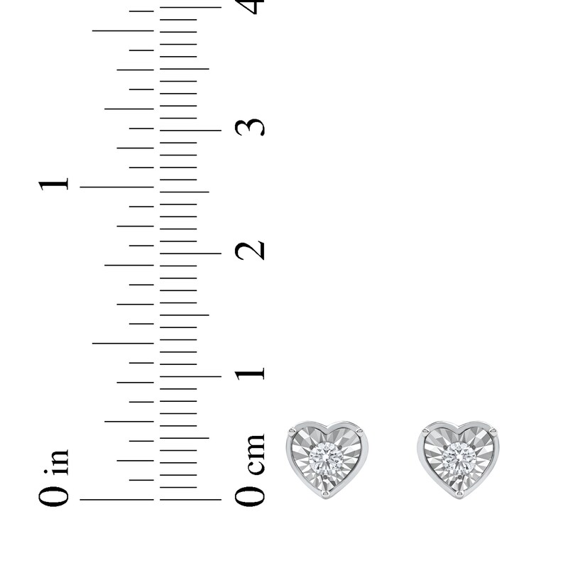 Main Image 5 of Round-Cut Diamond Solitaire Heart Frame Stud Earrings 1/8 ct tw 10K White Gold (I/I3)
