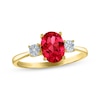 Thumbnail Image 1 of Oval-Cut Lab-Created Ruby & Diamond Accent Ring 10K Yellow Gold
