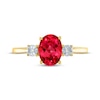 Thumbnail Image 3 of Oval-Cut Lab-Created Ruby & Diamond Accent Ring 10K Yellow Gold