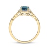 Thumbnail Image 3 of Oval-Cut London Blue Topaz & Diamond Halo Ring 1/10 ct tw 10K Yellow Gold