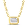 Thumbnail Image 1 of Emerald-Cut Lab-Grown Diamond Bezel-Set Solitaire Necklace 1/5 ct tw 24K Yellow Gold Vermeil Sterling Silver 18" (F/VS2)