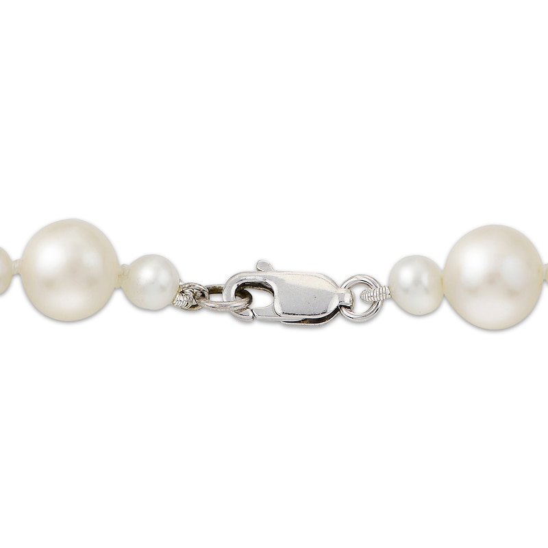 Main Image 2 of Cultured Pearl & Diamond-Cut Bead Necklace Sterling Silver 18"