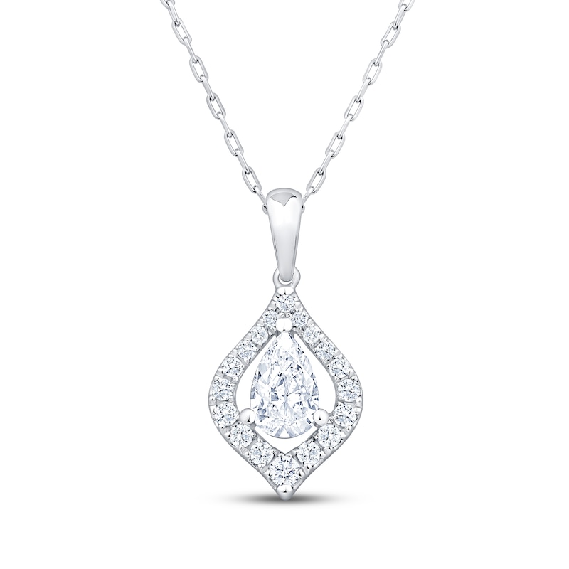 Main Image 1 of KAY Lab-Grown Diamonds Pear-Shaped Necklace 3/4 ct tw 10K White Gold 18"
