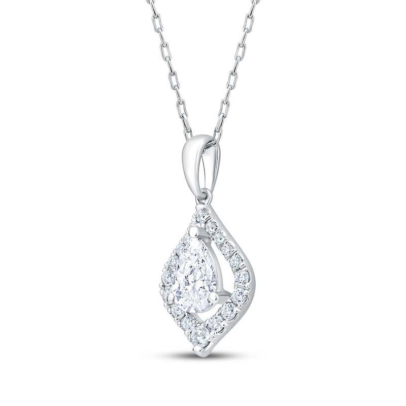 Main Image 2 of KAY Lab-Grown Diamonds Pear-Shaped Necklace 3/4 ct tw 10K White Gold 18"