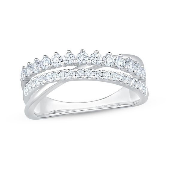 Diamond Crossover Fashion Ring 5/8 ct tw 10K White Gold