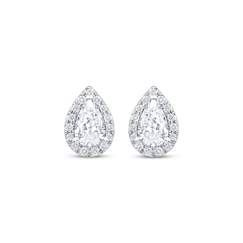 Main Image 2 of KAY Lab-Grown Diamonds Pear-Shaped Halo Stud Earrings 5/8 ct tw 10K White Gold