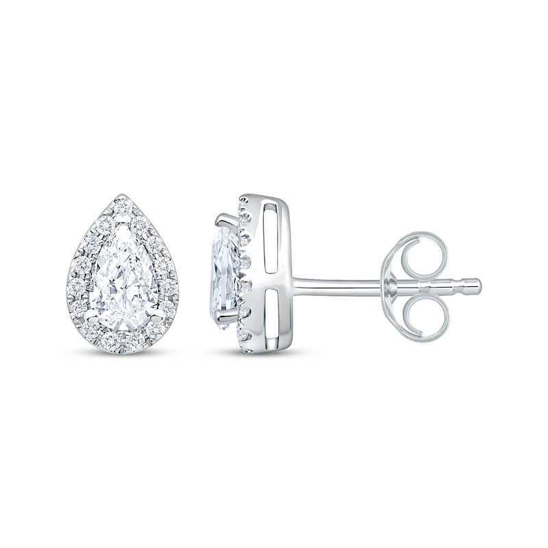 Main Image 3 of KAY Lab-Grown Diamonds Pear-Shaped Halo Stud Earrings 5/8 ct tw 10K White Gold