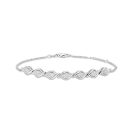 Multi-Diamond Swirl Link Bracelet 1/4 ct tw Sterling Silver 7.5"