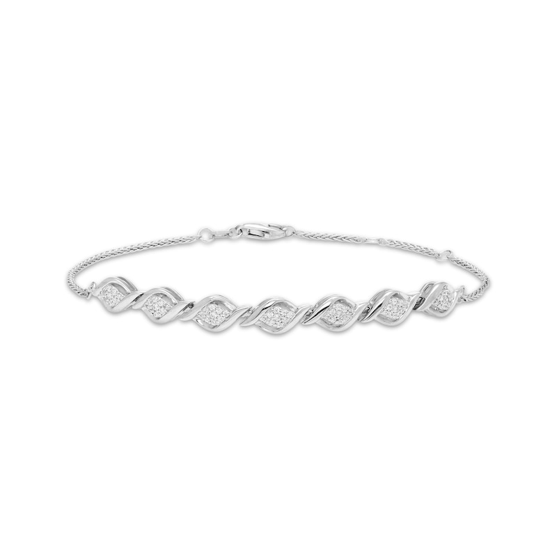 Main Image 1 of Multi-Diamond Swirl Link Bracelet 1/4 ct tw Sterling Silver 7.5"