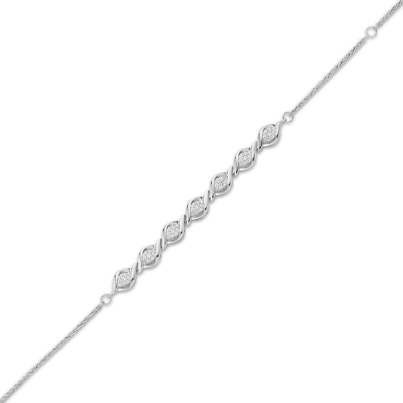 Main Image 2 of Multi-Diamond Swirl Link Bracelet 1/4 ct tw Sterling Silver 7.5"