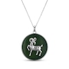 Thumbnail Image 1 of Nephrite Jade Year of the Goat Chinese Zodiac Necklace Sterling Silver 18"