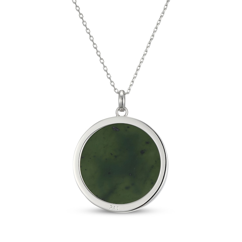 Main Image 3 of Nephrite Jade Year of the Goat Chinese Zodiac Necklace Sterling Silver 18"