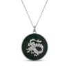 Thumbnail Image 1 of Nephrite Jade Year of the Dragon Chinese Zodiac Disc Necklace Sterling Silver 18"