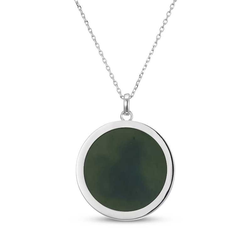 Main Image 3 of Nephrite Jade Year of the Monkey Chinese Zodiac Necklace Sterling Silver 18"