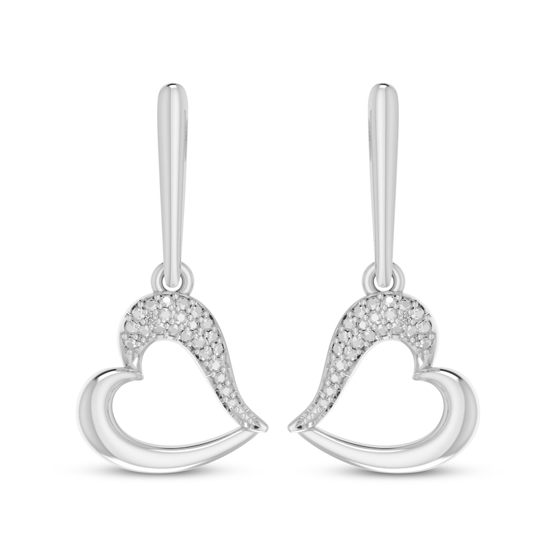 Main Image 2 of Diamond Accent Tilted Heart Drop Earrings Sterling Silver