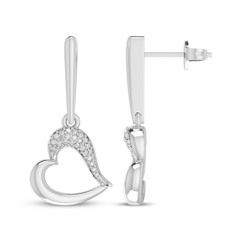 Main Image 3 of Diamond Accent Tilted Heart Drop Earrings Sterling Silver