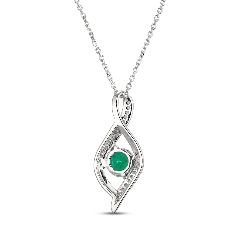 Main Image 3 of Lab-Created Emerald & White Lab-Created Infinity Necklace Sterling Silver 18"
