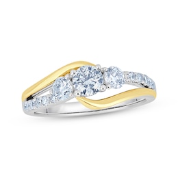 Adore Round-Cut Diamond Three-Stone Swirl Engagement Ring 1 ct tw 14K Two-Tone Gold