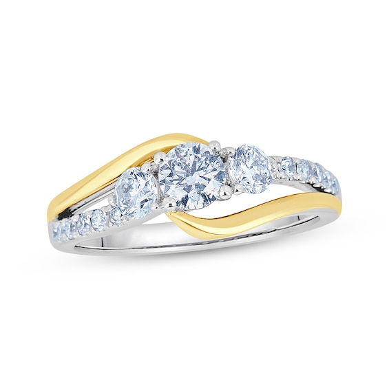 Adore Round-Cut Diamond Three-Stone Swirl Engagement Ring 1 ct tw 14K Two-Tone Gold