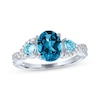 Thumbnail Image 1 of Oval-Cut London Blue Topaz, Round-Cut Swiss Blue Topaz & White Lab-Created Sapphire Ring Sterling Silver