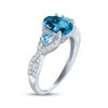 Thumbnail Image 2 of Oval-Cut London Blue Topaz, Round-Cut Swiss Blue Topaz & White Lab-Created Sapphire Ring Sterling Silver