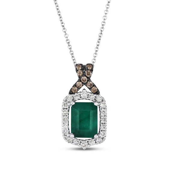 Le Vian Emerald-Cut Emerald Necklace 1/3 ct tw Diamonds 14K Vanilla Gold 20"