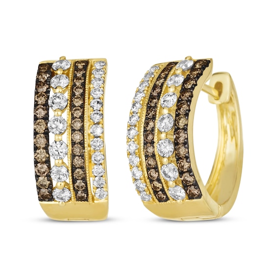 Le Vian Diamond Four-Row Hoop Earrings 1-1/4 ct tw 14K Honey Gold
