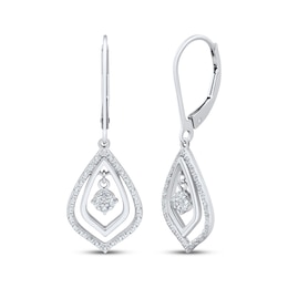 Multi-Diamond Teardrop Dangle Earrings 1/4 ct tw Sterling Silver