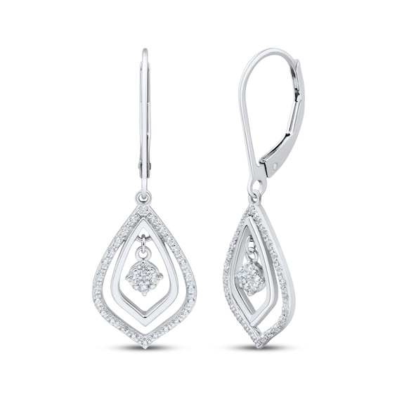 Multi-Diamond Teardrop Dangle Earrings 1/4 ct tw Sterling Silver