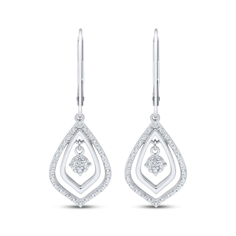 Main Image 2 of Multi-Diamond Teardrop Dangle Earrings 1/4 ct tw Sterling Silver