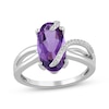 Thumbnail Image 1 of Oval-Cut Amethyst & White Lab-Created Sapphire Ring Sterling Silver
