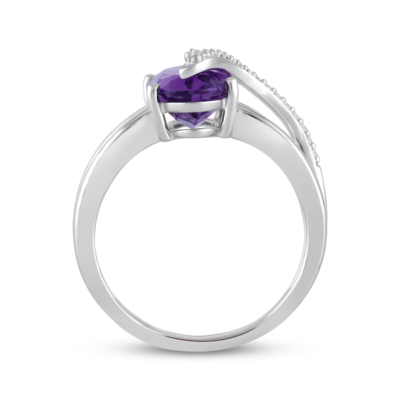 Main Image 3 of Oval-Cut Amethyst & White Lab-Created Sapphire Ring Sterling Silver