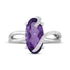 Thumbnail Image 4 of Oval-Cut Amethyst & White Lab-Created Sapphire Ring Sterling Silver