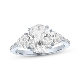 Oval & Trillion-Cut White Lab-Created Sapphire Ring Sterling Silver