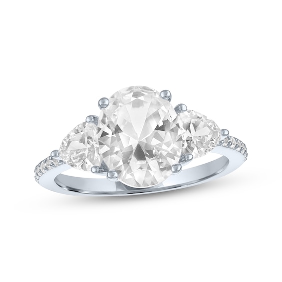 Oval & Trillion-Cut White Lab-Created Sapphire Ring Sterling Silver