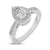 Thumbnail Image 2 of Pear-Shaped White Lab-Created Sapphire Halo Ring Sterling Silver